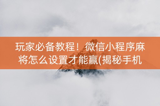 玩家必备教程！微信小程序麻将怎么设置才能赢(揭秘手机上输赢规律)