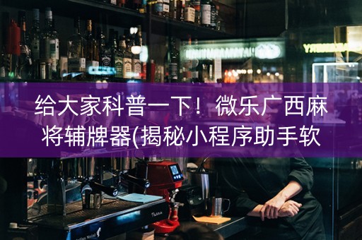 给大家科普一下！微乐广西麻将辅牌器(揭秘小程序助手软件)