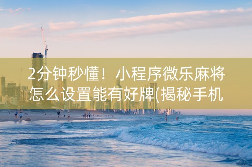 2分钟秒懂！小程序微乐麻将怎么设置能有好牌(揭秘手机上专用神器)