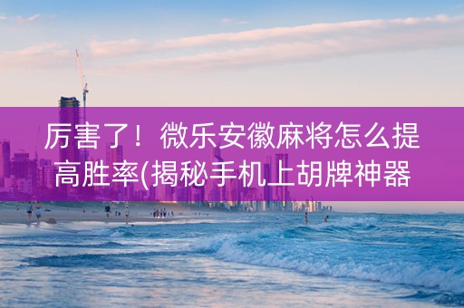 厉害了！微乐安徽麻将怎么提高胜率(揭秘手机上胡牌神器)