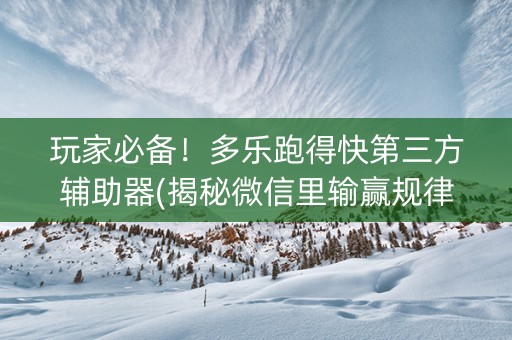 玩家必备！多乐跑得快第三方辅助器(揭秘微信里输赢规律)