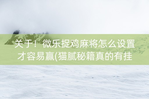 关于！微乐捉鸡麻将怎么设置才容易赢(猫腻秘籍真的有挂)