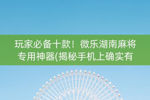 玩家必备十款！微乐湖南麻将专用神器(揭秘手机上确实有猫腻)