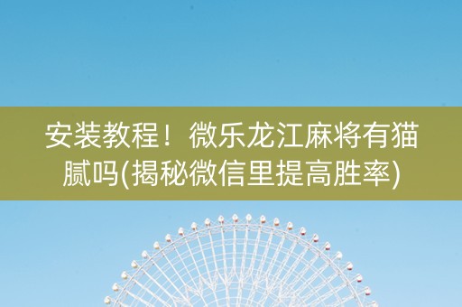 安装教程！微乐龙江麻将有猫腻吗(揭秘微信里提高胜率)