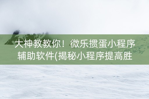 大神教教你！微乐掼蛋小程序辅助软件(揭秘小程序提高胜率)