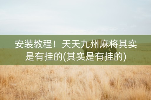 安装教程！天天九州麻将其实是有挂的(其实是有挂的)