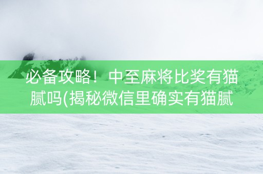 必备攻略！中至麻将比奖有猫腻吗(揭秘微信里确实有猫腻)