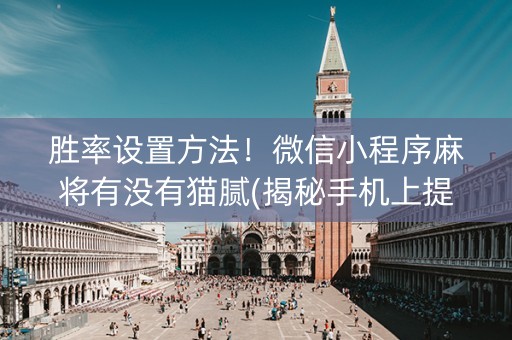 胜率设置方法！微信小程序麻将有没有猫腻(揭秘手机上提高胜率)