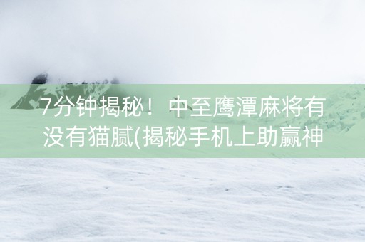 7分钟揭秘！中至鹰潭麻将有没有猫腻(揭秘手机上助赢神器)