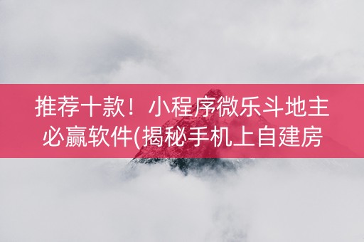 推荐十款！小程序微乐斗地主必赢软件(揭秘手机上自建房怎么赢)