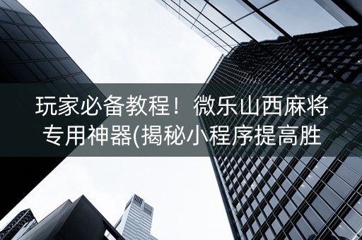 玩家必备教程！微乐山西麻将专用神器(揭秘小程序提高胜率)