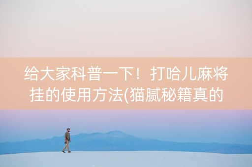 给大家科普一下！打哈儿麻将挂的使用方法(猫腻秘籍真的有挂)