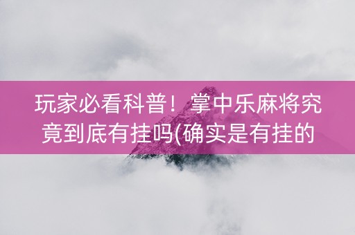 玩家必看科普！掌中乐麻将究竟到底有挂吗(确实是有挂的)