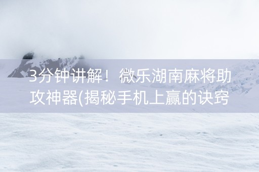 3分钟讲解！微乐湖南麻将助攻神器(揭秘手机上赢的诀窍)