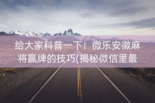 给大家科普一下！微乐安徽麻将赢牌的技巧(揭秘微信里最新神器下载)