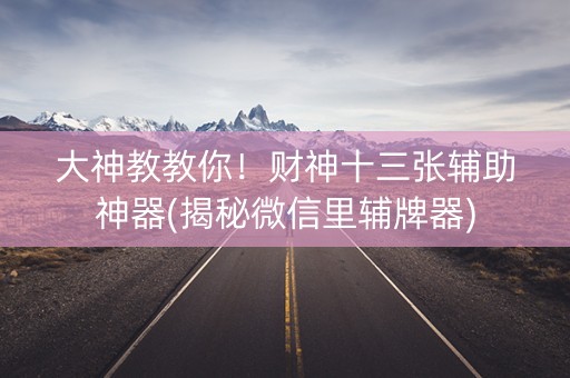 大神教教你！财神十三张辅助神器(揭秘微信里辅牌器)