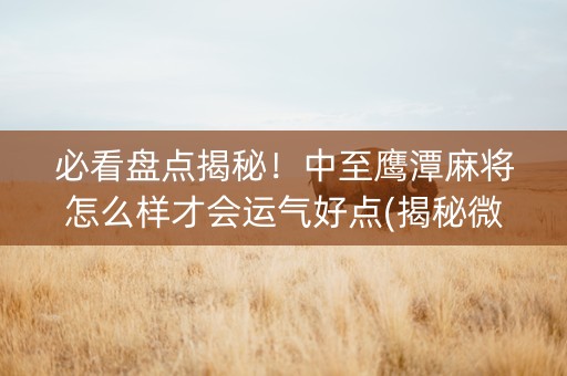 必看盘点揭秘！中至鹰潭麻将怎么样才会运气好点(揭秘微信里怎么容易赢)
