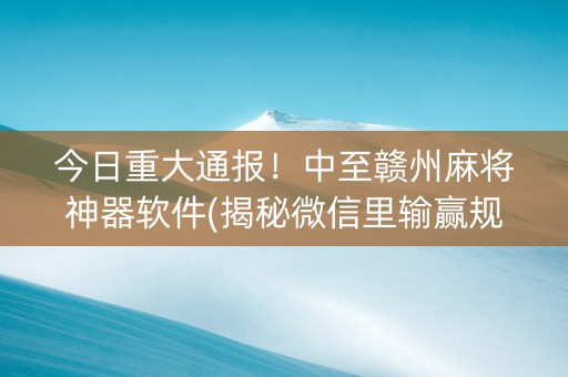 今日重大通报！中至赣州麻将神器软件(揭秘微信里输赢规律)