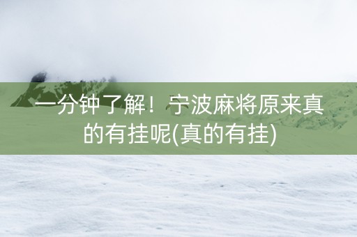 一分钟了解！宁波麻将原来真的有挂呢(真的有挂)
