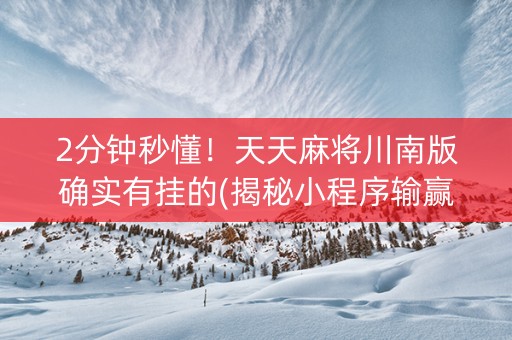 2分钟秒懂！天天麻将川南版确实有挂的(揭秘小程序输赢规律)