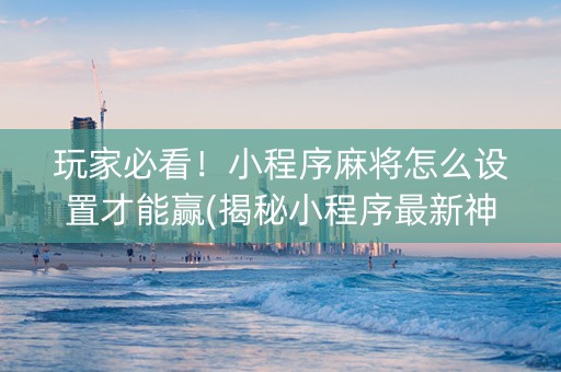 玩家必看！小程序麻将怎么设置才能赢(揭秘小程序最新神器下载)