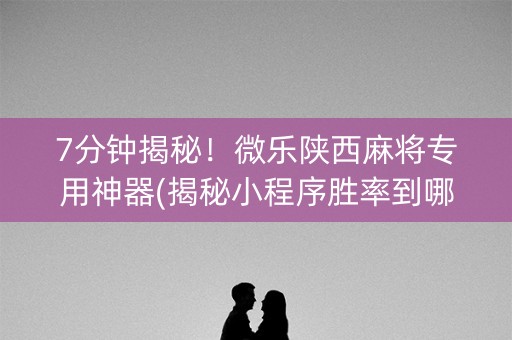 7分钟揭秘！微乐陕西麻将专用神器(揭秘小程序胜率到哪调)