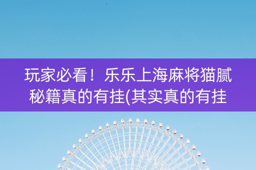 玩家必看！乐乐上海麻将猫腻秘籍真的有挂(其实真的有挂)