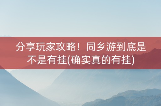 分享玩家攻略！同乡游到底是不是有挂(确实真的有挂)