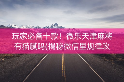 玩家必备十款！微乐天津麻将有猫腻吗(揭秘微信里规律攻略)