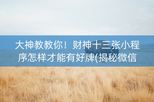 大神教教你！财神十三张小程序怎样才能有好牌(揭秘微信里提高胜率)