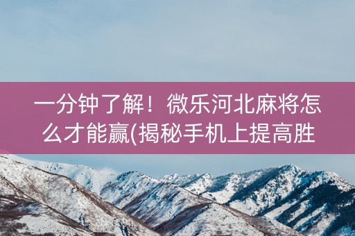 一分钟了解！微乐河北麻将怎么才能赢(揭秘手机上提高胜率)