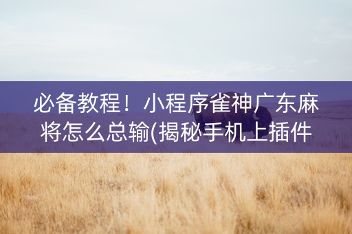 必备教程！小程序雀神广东麻将怎么总输(揭秘手机上插件免费)