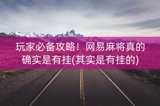 玩家必备攻略！网易麻将真的确实是有挂(其实是有挂的)