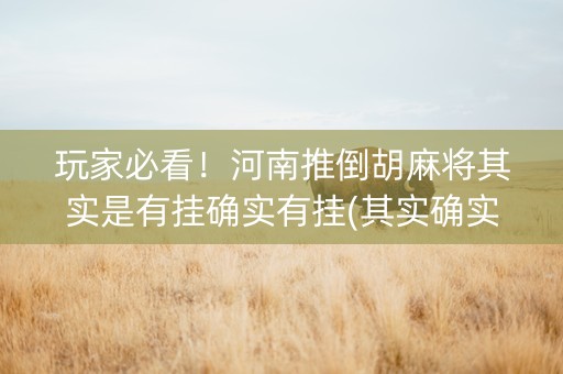 玩家必看！河南推倒胡麻将其实是有挂确实有挂(其实确实有挂)