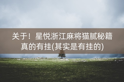 关于！星悦浙江麻将猫腻秘籍真的有挂(其实是有挂的)
