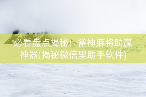 必看盘点揭秘！雀神麻将助赢神器(揭秘微信里助手软件)