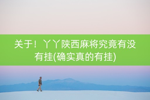 关于！丫丫陕西麻将究竟有没有挂(确实真的有挂)