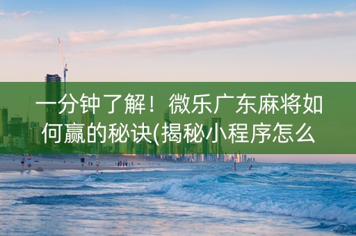 一分钟了解！微乐广东麻将如何赢的秘诀(揭秘小程序怎么容易赢)