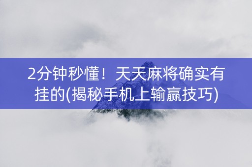 2分钟秒懂！天天麻将确实有挂的(揭秘手机上输赢技巧)