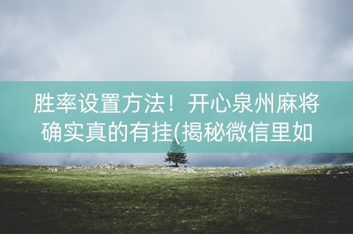 胜率设置方法！开心泉州麻将确实真的有挂(揭秘微信里如何让牌变好)