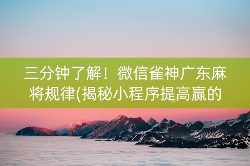 三分钟了解！微信雀神广东麻将规律(揭秘小程序提高赢的概率)