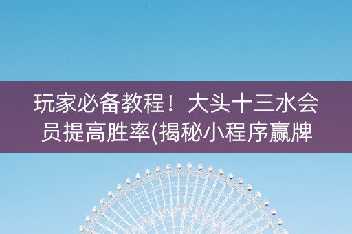 玩家必备教程！大头十三水会员提高胜率(揭秘小程序赢牌的技巧)