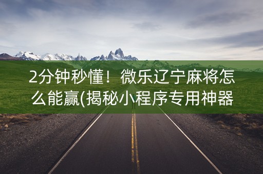 2分钟秒懂！微乐辽宁麻将怎么能赢(揭秘小程序专用神器下载)