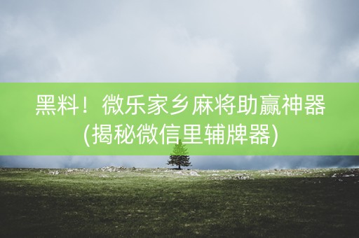 黑料！微乐家乡麻将助赢神器(揭秘微信里辅牌器)