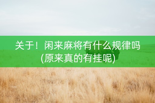 关于！闲来麻将有什么规律吗(原来真的有挂呢)