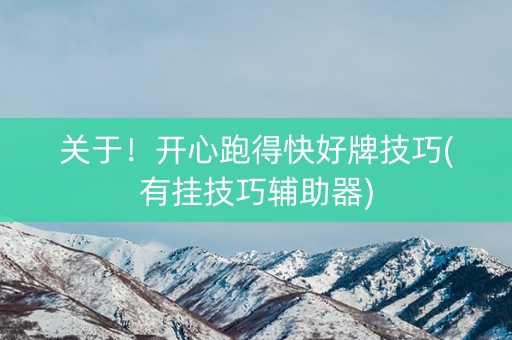 关于！开心跑得快好牌技巧(有挂技巧辅助器)