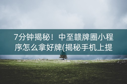 7分钟揭秘！中至赣牌圈小程序怎么拿好牌(揭秘手机上提高胜率)