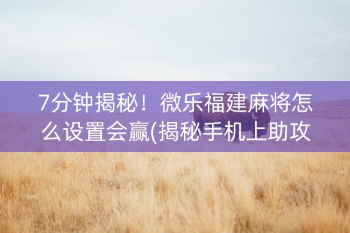7分钟揭秘！微乐福建麻将怎么设置会赢(揭秘手机上助攻神器)
