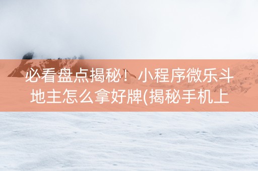 必看盘点揭秘！小程序微乐斗地主怎么拿好牌(揭秘手机上助手软件)