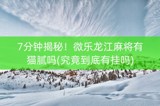 7分钟揭秘！微乐龙江麻将有猫腻吗(究竟到底有挂吗)